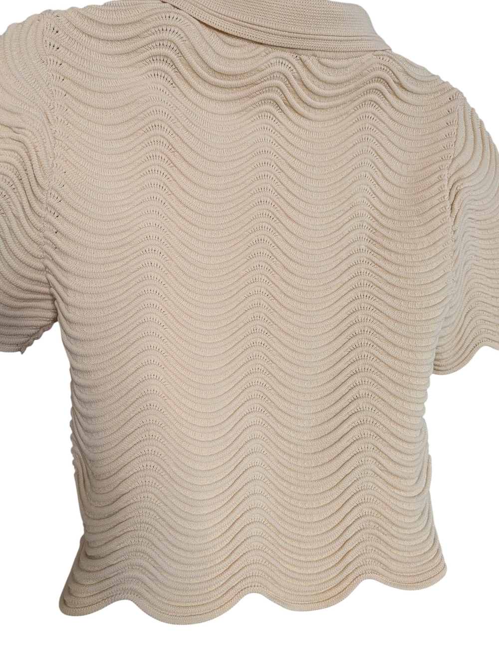 Sandro Campea Wavy Cropped Polo Sweater.... Size Small - Picture 6 of 10